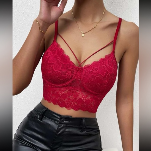 Sexy white lace bustier cami bralette crop top - Picture 9 of 16